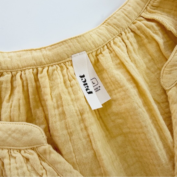 Pact Dress Womens Large Organic Coastal Double Gauze Yellow Midi - Picture 4 of 10